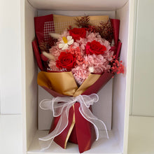 Load image into Gallery viewer, Dried Bouquet Boxed - Valentine Bouquet, Chocolates, Soy Candle
