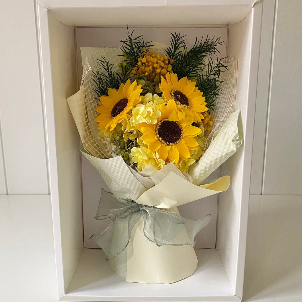 Dried Bouquet Boxed - Yellow Sunflowers