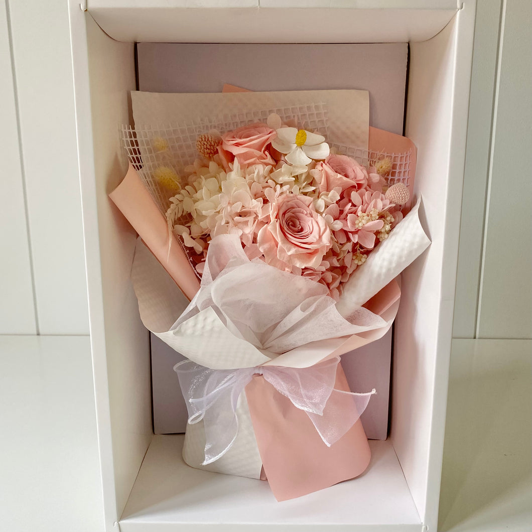 Dried Bouquet Boxed - Pink Roses