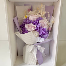 Load image into Gallery viewer, Dried Bouquet Boxed - Purple Pink Roses
